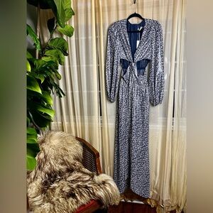 Ramy Brook Navy Floral Long Sleeve Dress